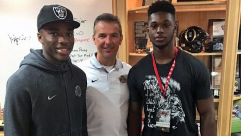 Jeffrey Okudah and Baron Browning with Urban Meyer