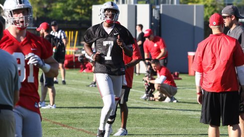 Dwayne Haskins in his first practice at Ohio State. 