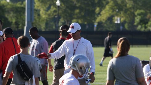 Urban Meyer addresses his team on Day 1 of fall camp.