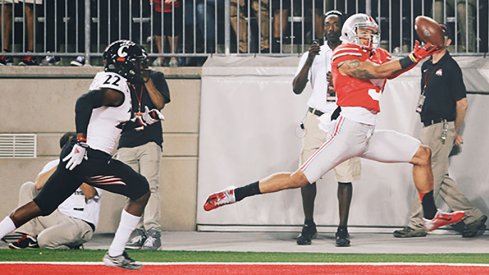 Devin Smith hauls in a touchdown pass against Cincinnati in 2014.