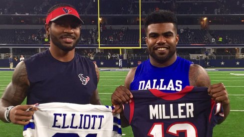 Braxton Miller and Ezekiel Elliotts swapped jerseys Thursday night in Houston.