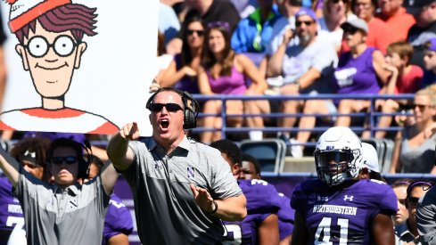  	Sep 3, 2016; Evanston, IL, USA; Northwestern Wildcats head coach Pat Fitzgerald reacts during the third quarter against the Western Michigan Broncos at Ryan Field. Mandatory Credit: Mike DiNovo-USA TODAY Sports