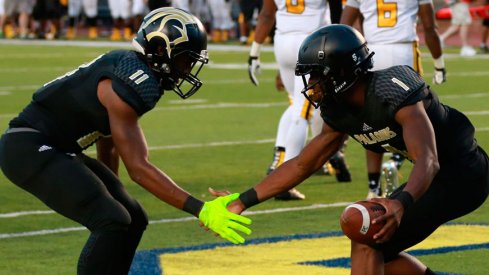 Paramus Catholic celebrates a touchdown against St. Francis Academy at Michigan Stadium. - USA TODAY