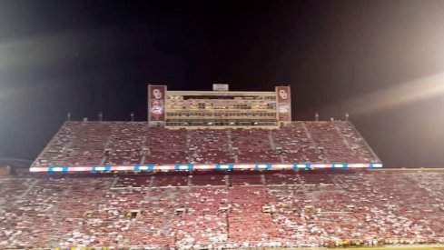 O-H-I-O rolls around Oklahoma Memorial Stadium.