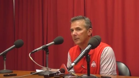 Urban Meyer address the media following Ohio State's 45-24 win over Oklahoma. 