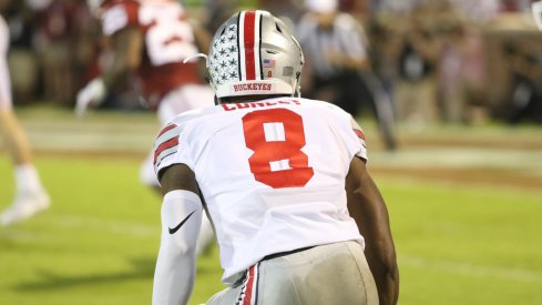 Gareon Conley left Saturday's game with an "upper body injury."