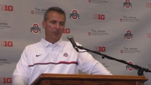 Urban Meyer speaks after Ohio State's 58-0 win over Rutgers. 