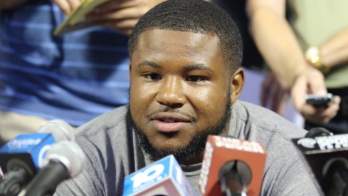 Ohio State running back Mike Weber meets with the media Monday.