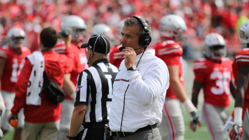 Urban Meyer on the sidelines vs. Rutgers.