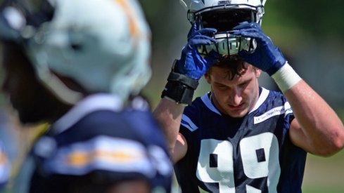 Joey Bosa on the practice field for the Chargers.