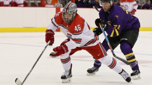 Defenseman Matt Joyaux scored a second period goal in Ohio State's game against Denver.