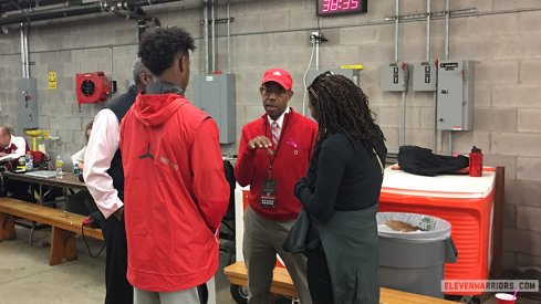 Five-star wide receiver Donovan Peoples-Jones meets with Ohio State athletic director Gene Smith and University president Michael Drake.