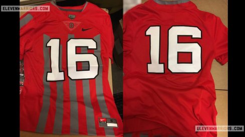 The retail version of the 1916 throwback uniforms Ohio State will wear against Nebraska.