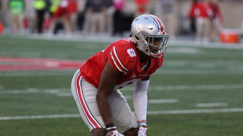 Gareon Conley lines up against Indiana.