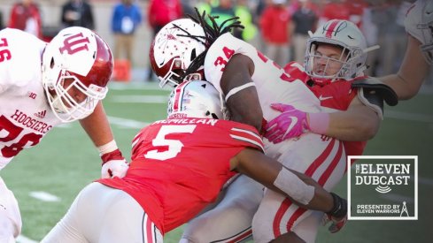 Nick Bosa helps bring down the ball carrier against Indiana