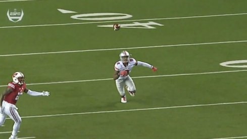 Gareon Conley intercepts Alex Hornibrook.