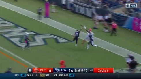 Terrelle Pryor mosses two Tennessee Titans.