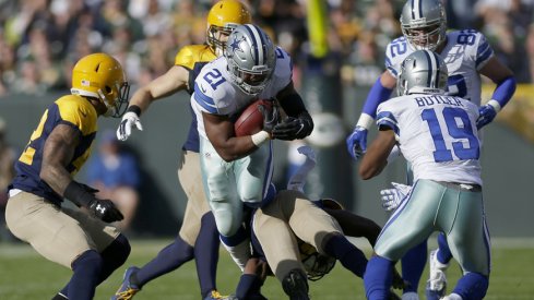 Ezekiel Elliott frolics against the Green Bay Packers,