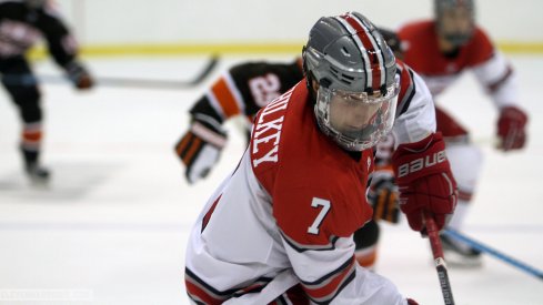 Ohio State's Nick Schilkey skates against the Bowling Green Falcons.