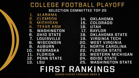 Some takes on the initial College Football Playoff rankings.