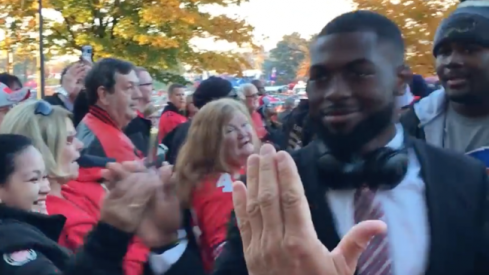 Ohio State walks to the stadium before its matchup with Nebraska.