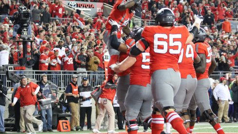 Curtis Samuel celebrates a touchdown. 