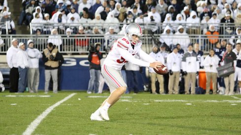 Cam Johnston makes a punt against Penn State.