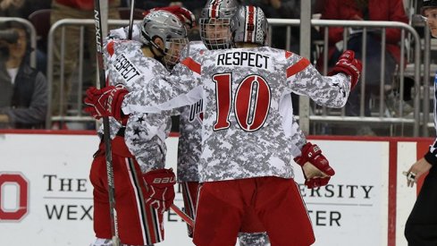 Ohio State celebrates a big win on Military Appreciation Weekend.