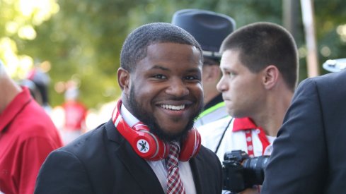 Ohio State running back Mike Weber eclipses the 1,000-yard mark during his team's game at Michigan State.