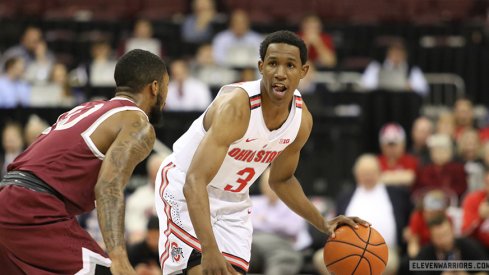 C.J. Jackson brings the ball up the floor for Ohio State against N.C. Central