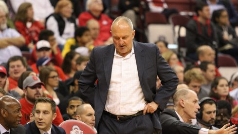 Ohio State head coach Thad Matta walks the sidelines against N.C. Central. 