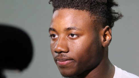 Ohio State's Curtis Samuel meets with the media Wednesday after practice. 