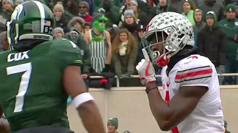 Curtis Samuel shushes Spartan Stadium.