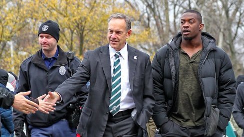 Mark Dantonio walks into Spartan Stadium ahead of clash with Ohio State.