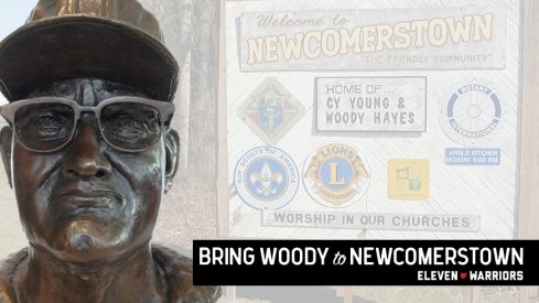 Your mission: Partner with Eleven Warriors to raise money for a life-size Woody Hayes statue to be erected in his hometown.