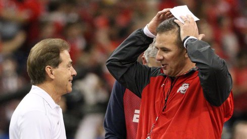 Nick Saban and Urban Meyer prior to the 2015 Sugar Bowl.