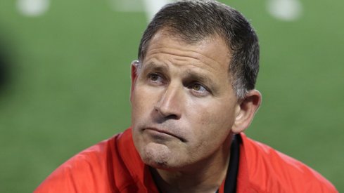 Greg Schiano speaks with reporters in Columbus (but not about the Oregon or the USF job).