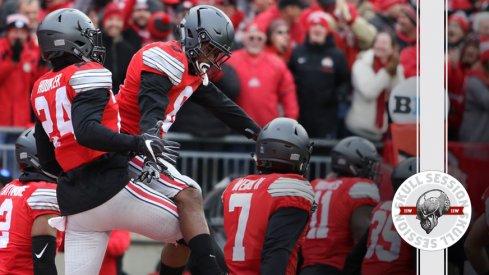 Ohio State's Malik Hooker and Gareon Conley celebrating dumping Michigan for the December 8th 2016 Skull Session.