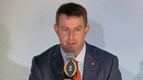 Clemson coach Dabo Swinney meets with the media. 