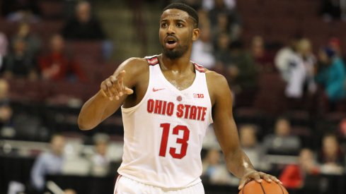 Ohio State point guard JaQuan Lyle dribbles Tuesday night.