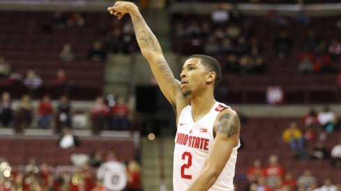 Marc Loving holds a follow through against Florida Atlantic. 