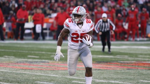 Ohio State running back Mike Weber carries the ball against Maryland.