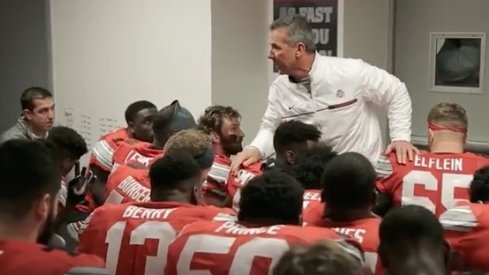 Urban Meyer addresses the media following Ohio State's 30-23 overtime win against Wisconsin. 