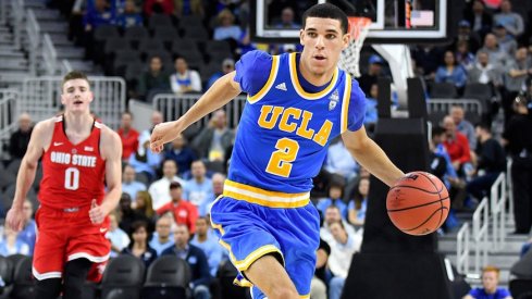 UCLA point guard Lonzo Ball drives inside against Ohio State