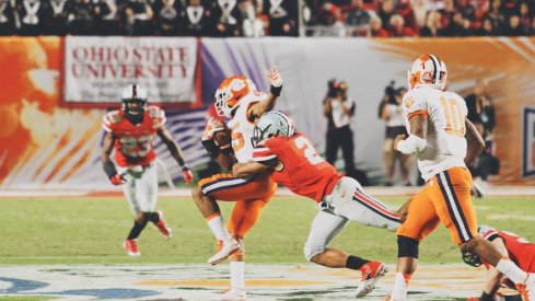 Ryan Shazier makes a tackle against Clemson in the 2014 Orange Bowl.