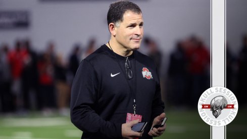 Ohio State's Greg Schiano brought two phones (one for the plug, one for the load) for the December 21st Skull Session