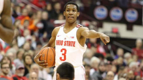 Ohio State PG C.J. Jackson calls out a play vs. Youngstown State.