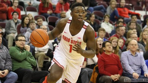 Ohio State's Jae'Sean Tate drives against UNC Asheville. 