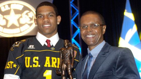 Terrelle Pryor accepts the U.S. Army Player of the Year award in 2008.