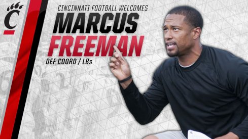 Former Ohio State linebacker Marcus Freeman named Cincinnati defensive coordinator.